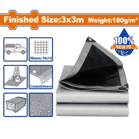 LONA USO RUDO REFORZADA 3X3MT 180G/M2 WADFOW WTQ8833 GRIS