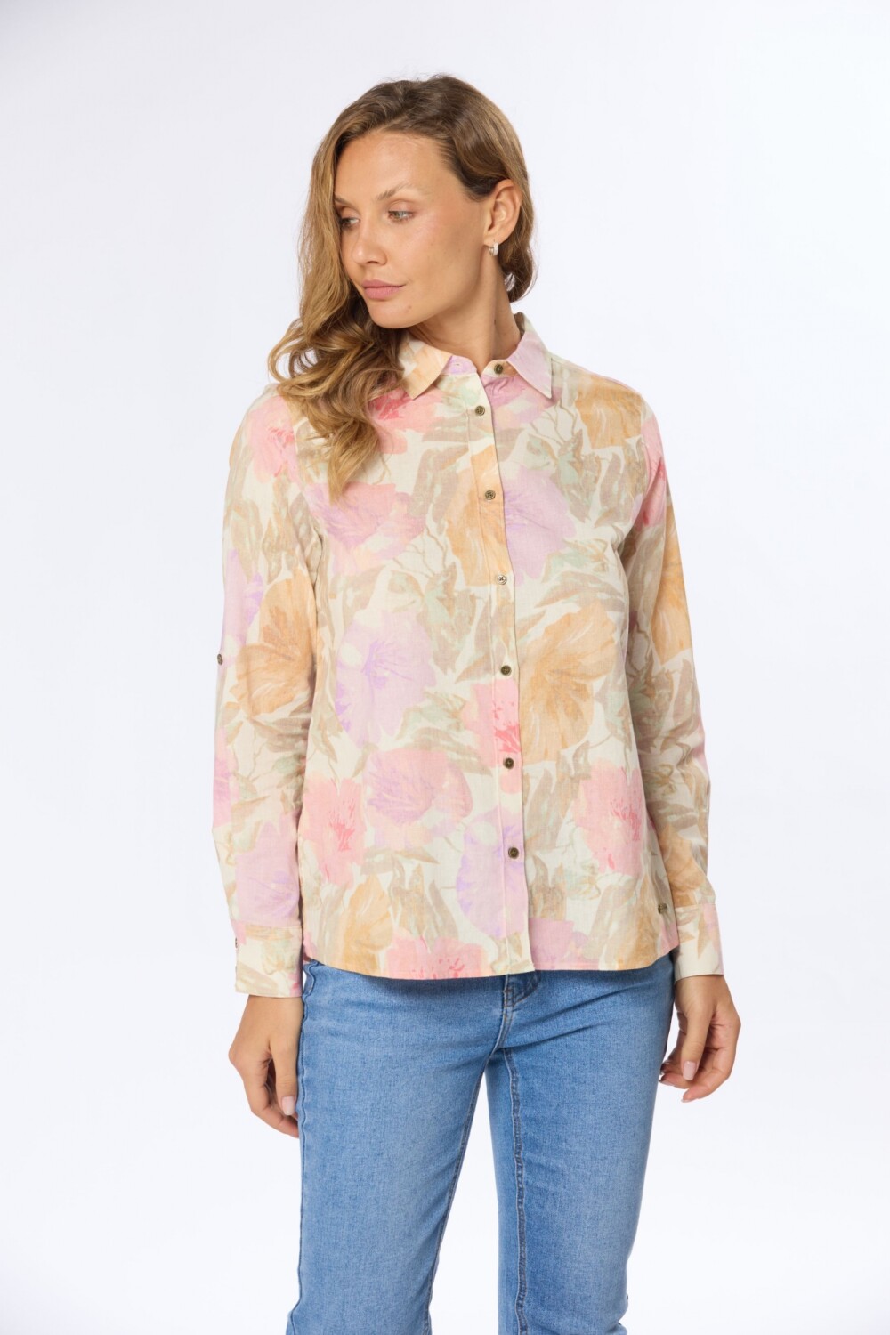 CAMISA DE LINO ESTAPADA Rosa