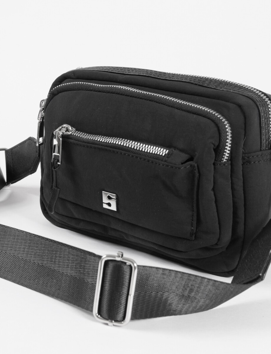 Bandolera bolsillos de tela - negro 