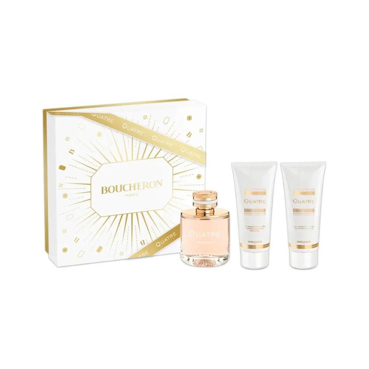 Perfume Boucheron Quatre EDP 100 ml Con Body Lotion Y Showel Gel 