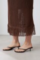 Vestido calado con flecos chocolate