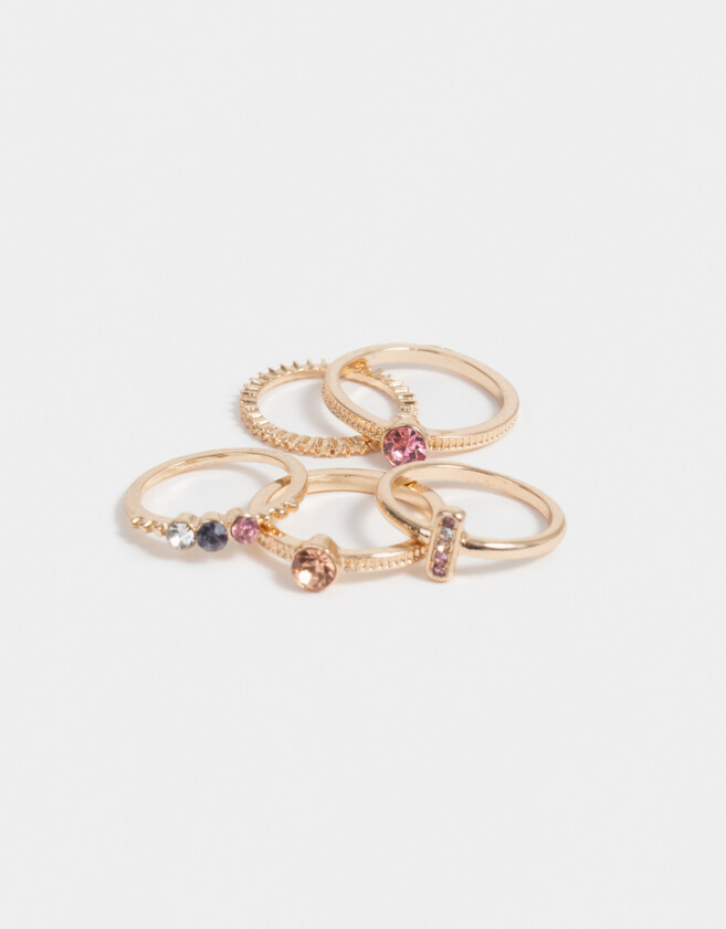 Sets Anillos Con strass multicolor Set De Anillos Con Strass - Dorado