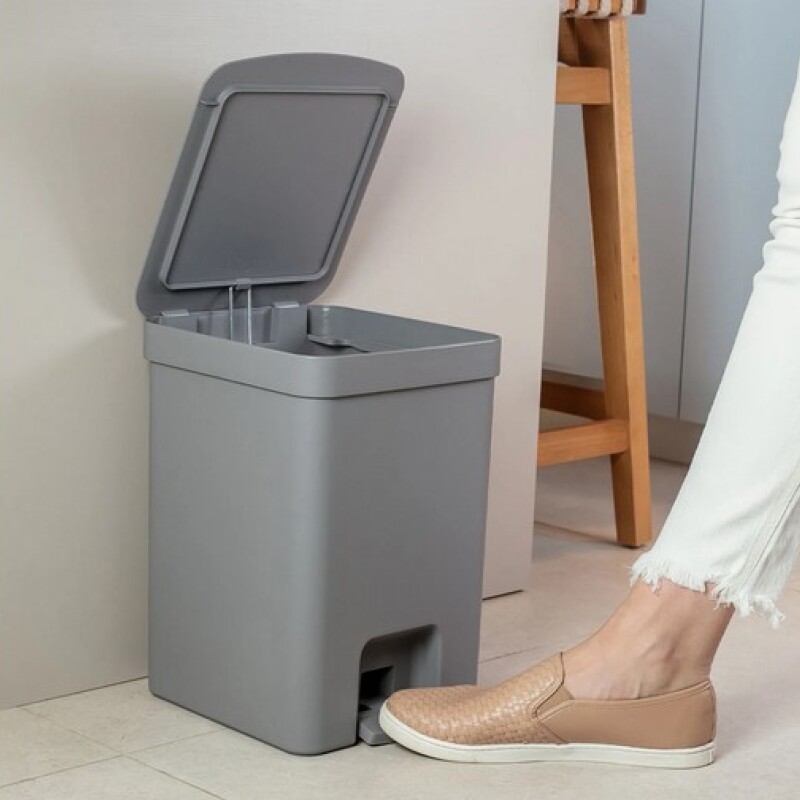 Papelera con pedal 12L Gris