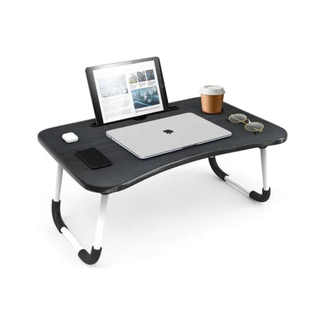 Mesa portátil para laptop con soporte y portavaso Negro