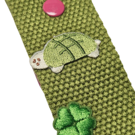 Llavero cinta con diseño Tortuga y Carita Feliz Verde