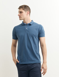 520751 REMERA HARRINGTON LABEL Azul Piedra Melange