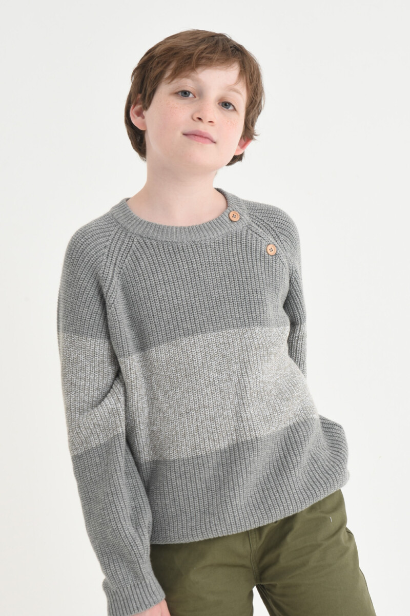 Sweater de punto combinado Gris melange