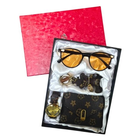 Pack Dama Monedero Lentes de Sol Llavero y Reloj E-043 NEGRO