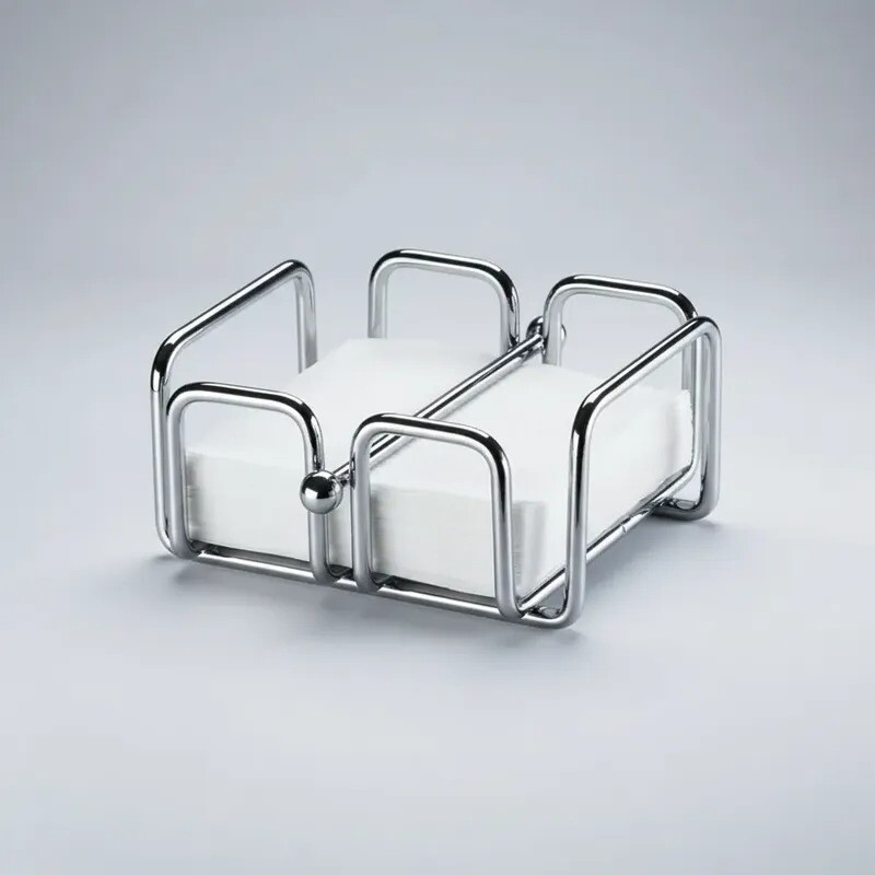 Servilletero chico en acero al carbono cromado Servilletero chico en acero al carbono cromado