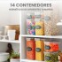 Juego de 14 Recipientes Herméticos IMBACK – Contenedores Apilables con Etiquetas Juego de 14 Recipientes Herméticos IMBACK – Contenedores Apilables con Etiquetas