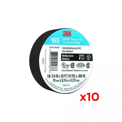 3M Cinta Electrica Temflex 19mm 9.14mt Pack x 10