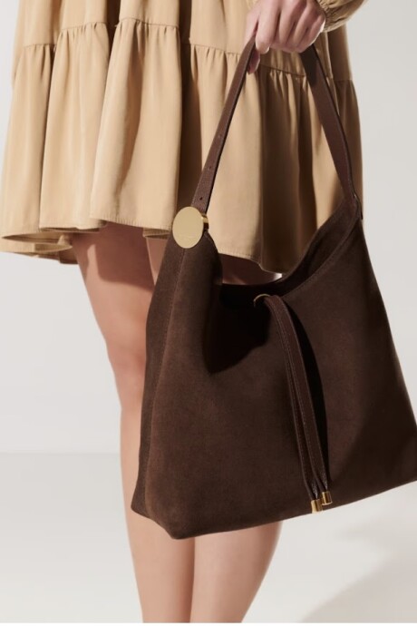 Cartera grande de gamuza Lina Marrón