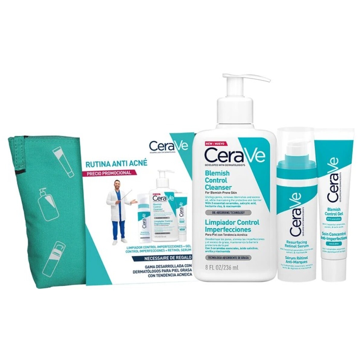 Cerave Kit de cuidado dermatológico + Necessaire de regalo 