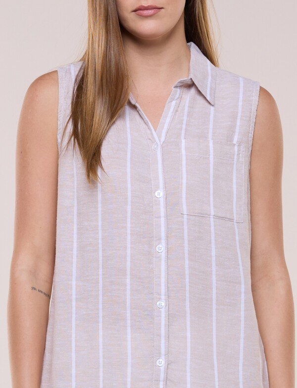 Camisa Lino BEIGE/MULTI