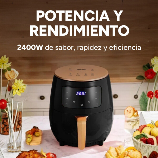Freidora Sin Aceite Digital Panel Táctil 6 Litros Aire 2400W Variante Color Negro