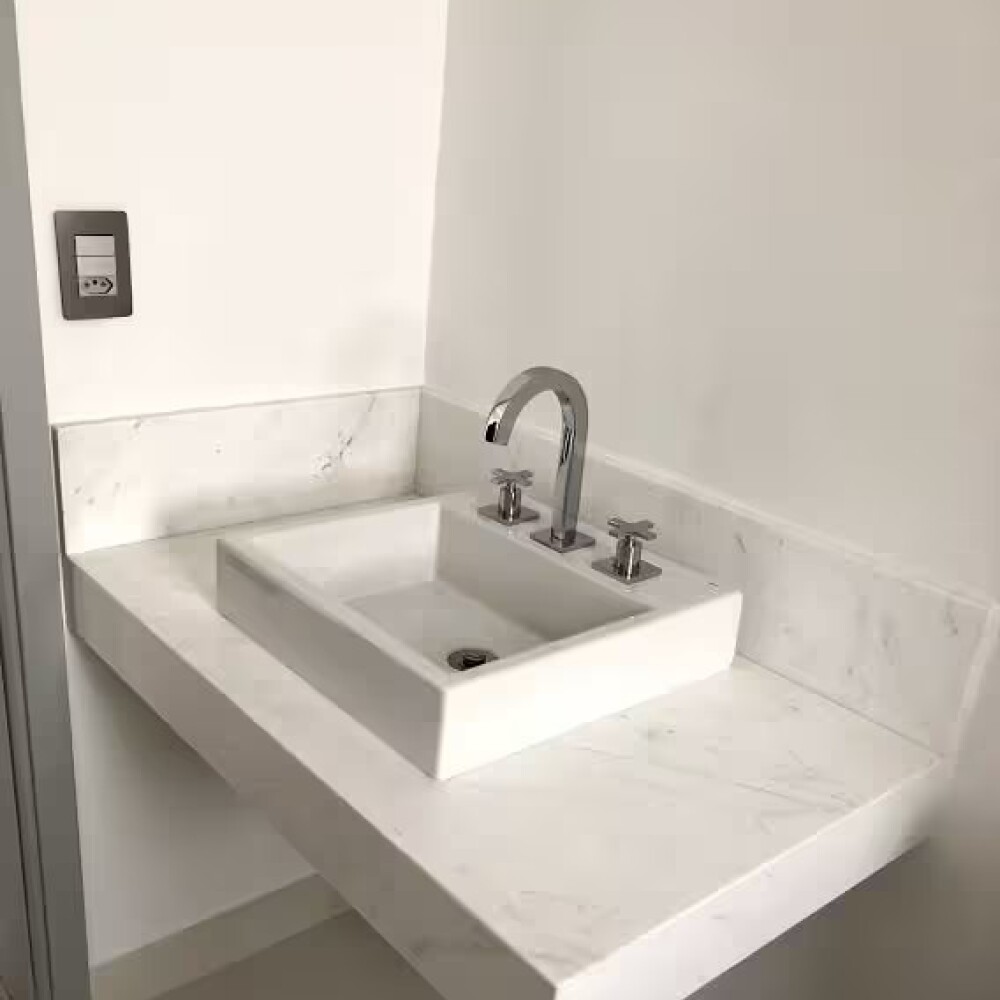 Bacha de sobreponer cuadrada 41 cm c/mesa blanca Deca Bacha De Sobreponer Cuadrada 41 Cm C/mesa Blanca Deca