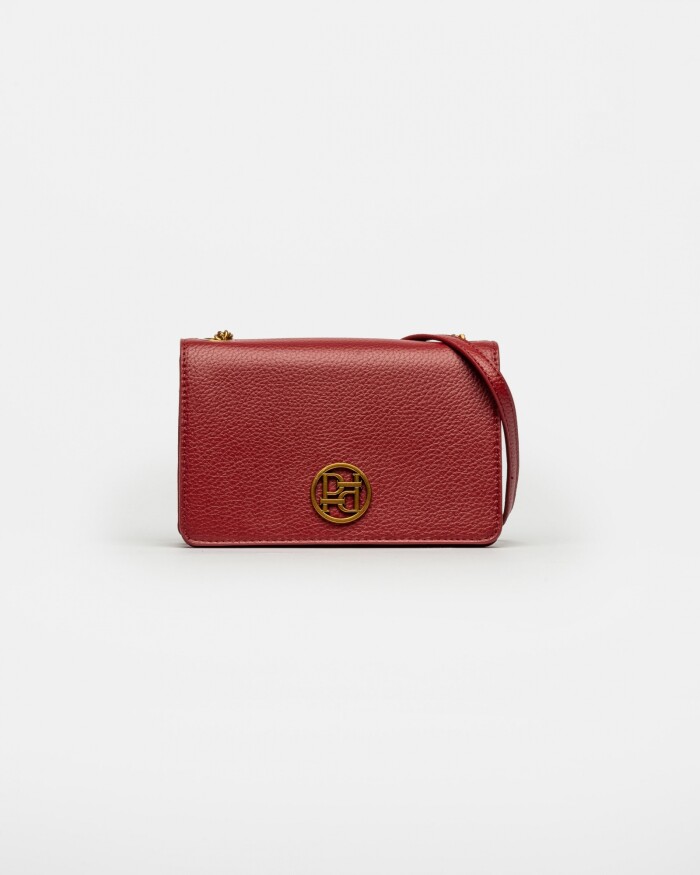 Bandolera Lola En Efecto Cuero Graneado Rojo