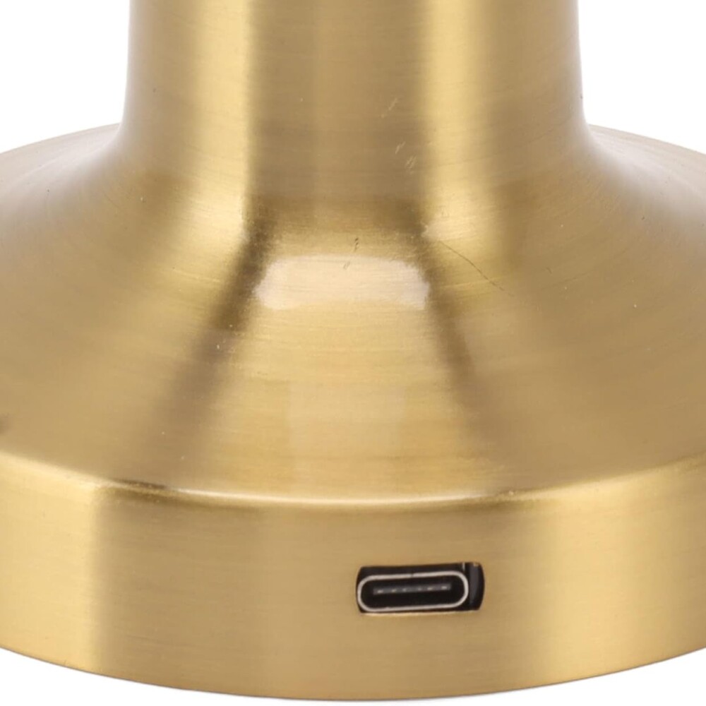 Lampara De Mesa De Luz Led Recargable Con Diseño De Cilindro Dorado