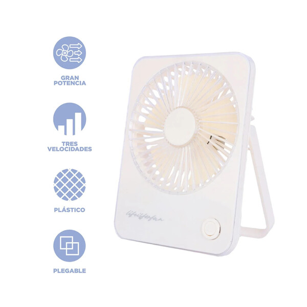 Ventilador plegable inalámbrico blanco