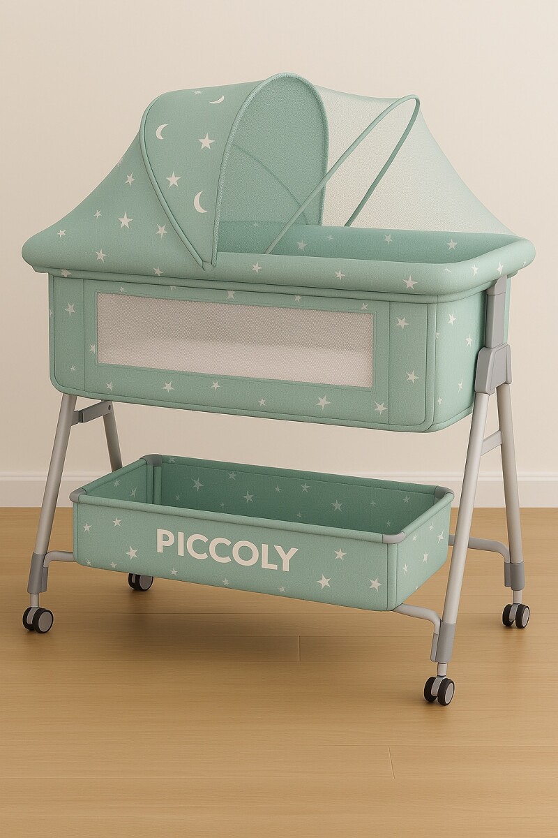 Cuna Colecho Moises Con Ruedas Y Mosquitero Bebe - Verde 