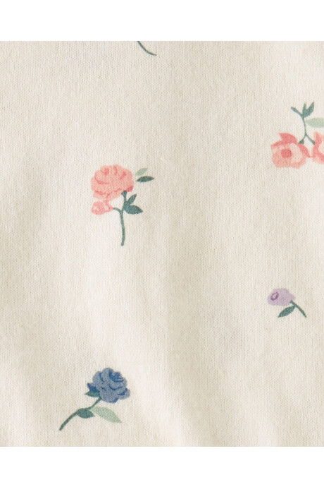Set dos piezas de algodón orgánico, short y remera diseño floral Sin color
