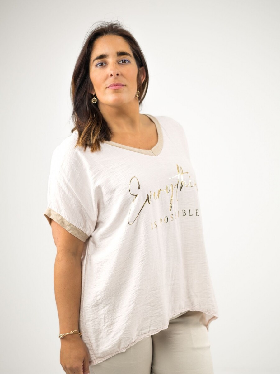 Blusa viscosa con lurex dorado rosada