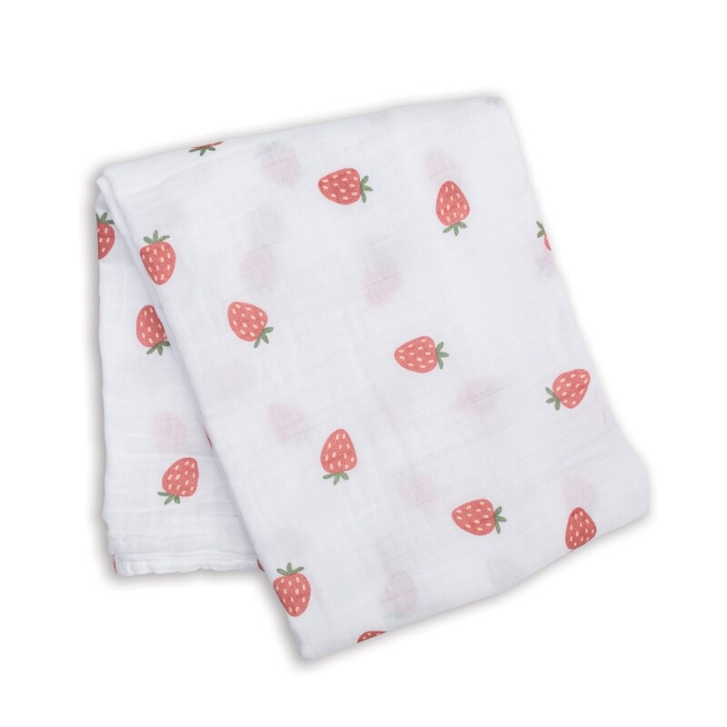 LJ4 Manta Muselina Lulujo 100x100 Strawberries Lulujo