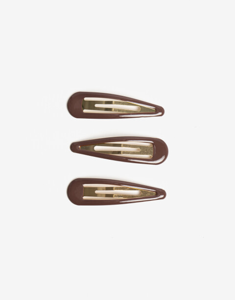 Horquillas Set Acrilico Set De 3 Hebillas Tic Tac Xl - Marron Chocolate