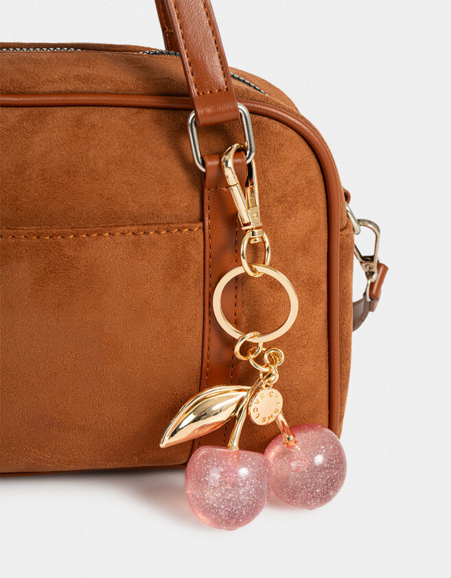 Llavero Glitter Llavero Y Charm Cereza Glitter - Rosa Bebe