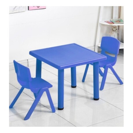 Mesa Cuadrada de Plástico y Metal para Niños 60x60cm Azul