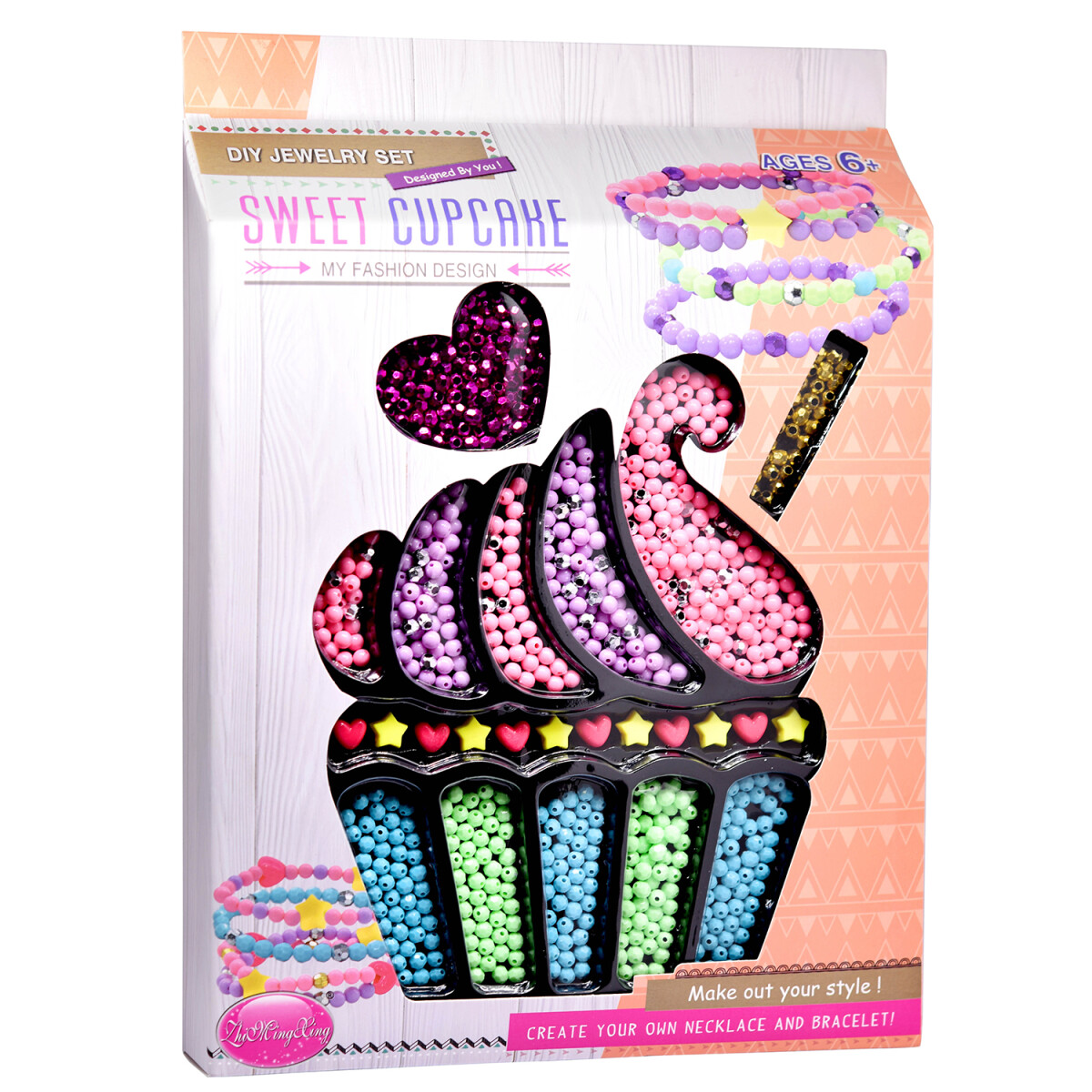 Set Bijutería de Juguete Sweet Cupcake para Armar Pulseras y Collares 