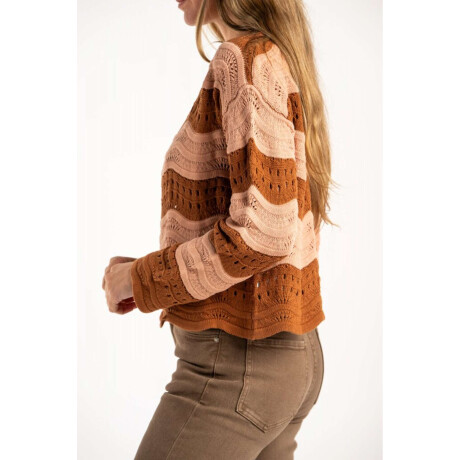 Sweater Textura Rayado Rosa/mocha