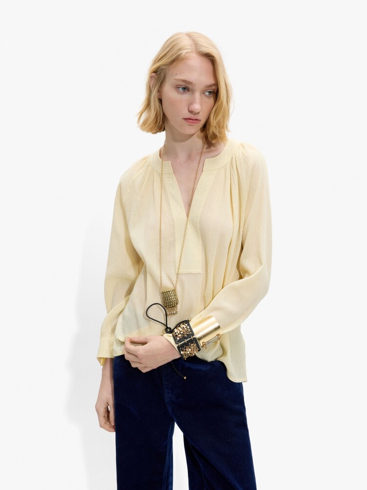 Blusa Lisa Con Textura 100% Algodón crudo
