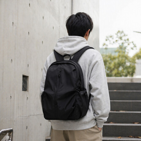 Mochila con bolsillo exterior para viaje Negro