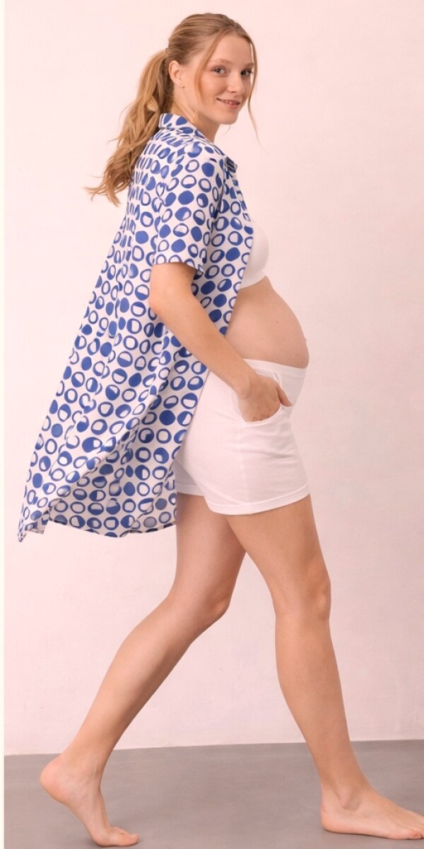 Camisa Maternal Pupa – Viscosa suave con bolsillos prácticos - Estampa Azul 