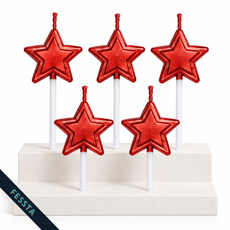Vela Estrellas x5 Und Rojo