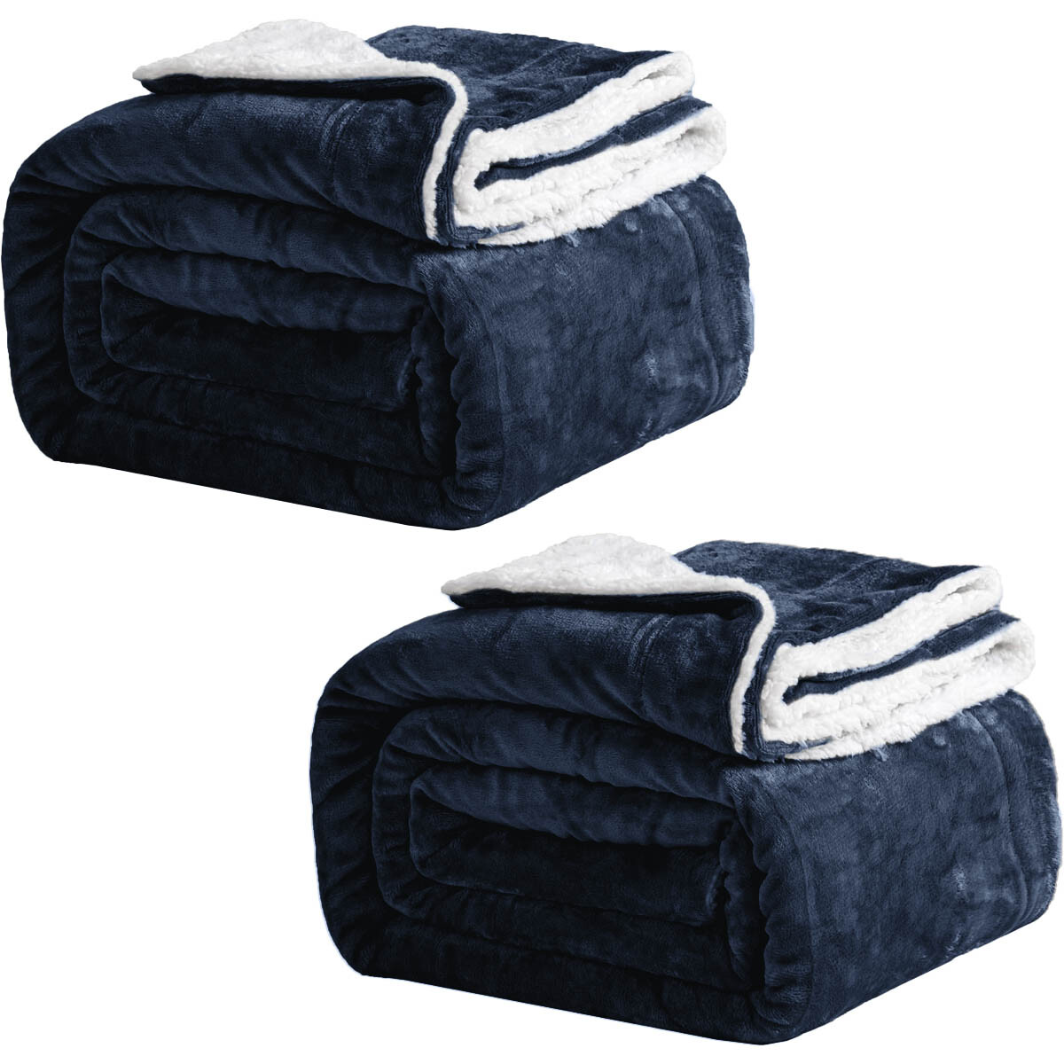 Frazada X2 Manta Polar 2 Plazas C/corderito 200x230cm - Azul 