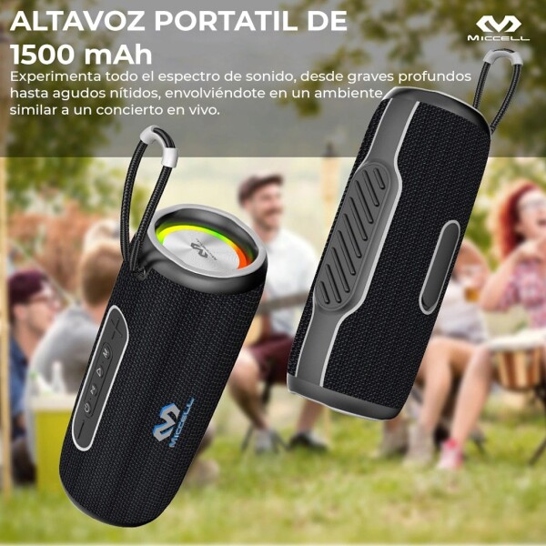 Parlante Bluetooth Portátil Miccell SP40 Recargable Luz RGB Variante Color Negro