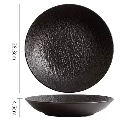 Plato Cerámica Negra - Línea Black Stone – Ø28.3 x 4.5 cm Plato Cerámica Negra - Línea Black Stone – Ø28.3 x 4.5 cm