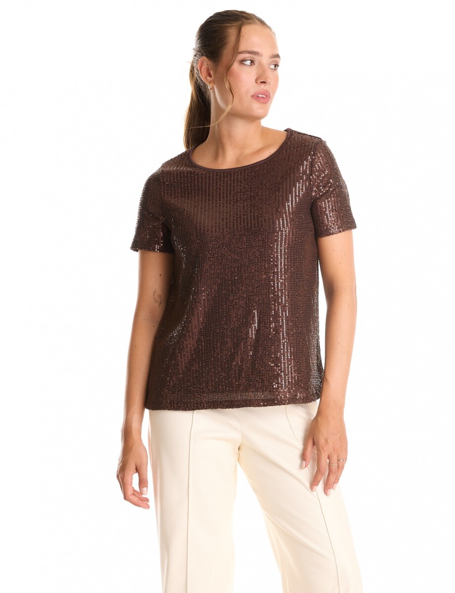 Blusa Lentejuelas - Marron 