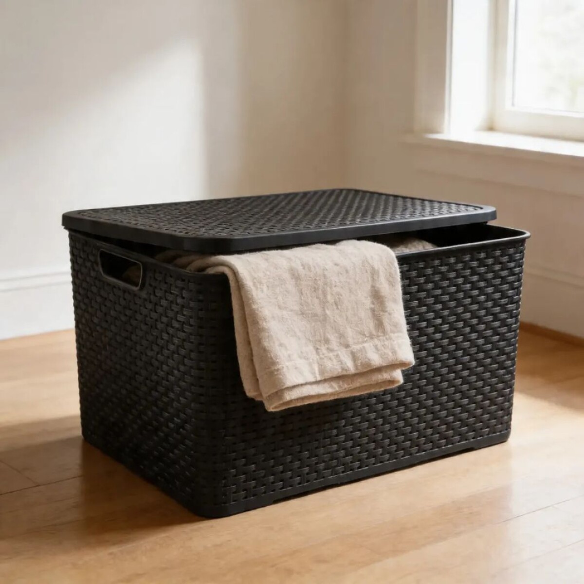 Caja organizadora simil rattan Arqlpast 40 Litros - NEGRO 