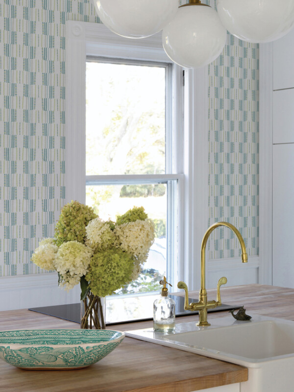 COLECCIÓN BLUEBELL - BURGEN TEAL GEOMETRIC LINEN - N/A