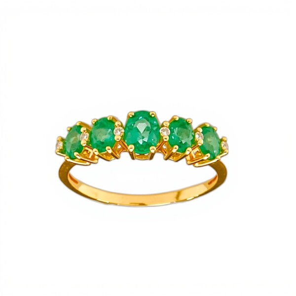 Anillo Vera-Oro 18k-Piedra Esmeralda y Zirconia-AN9503 conpiedra