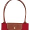 Longchamp -Cartera Longchamp plegable de nylon con cierre y asa larga, Le pliage L Rojo