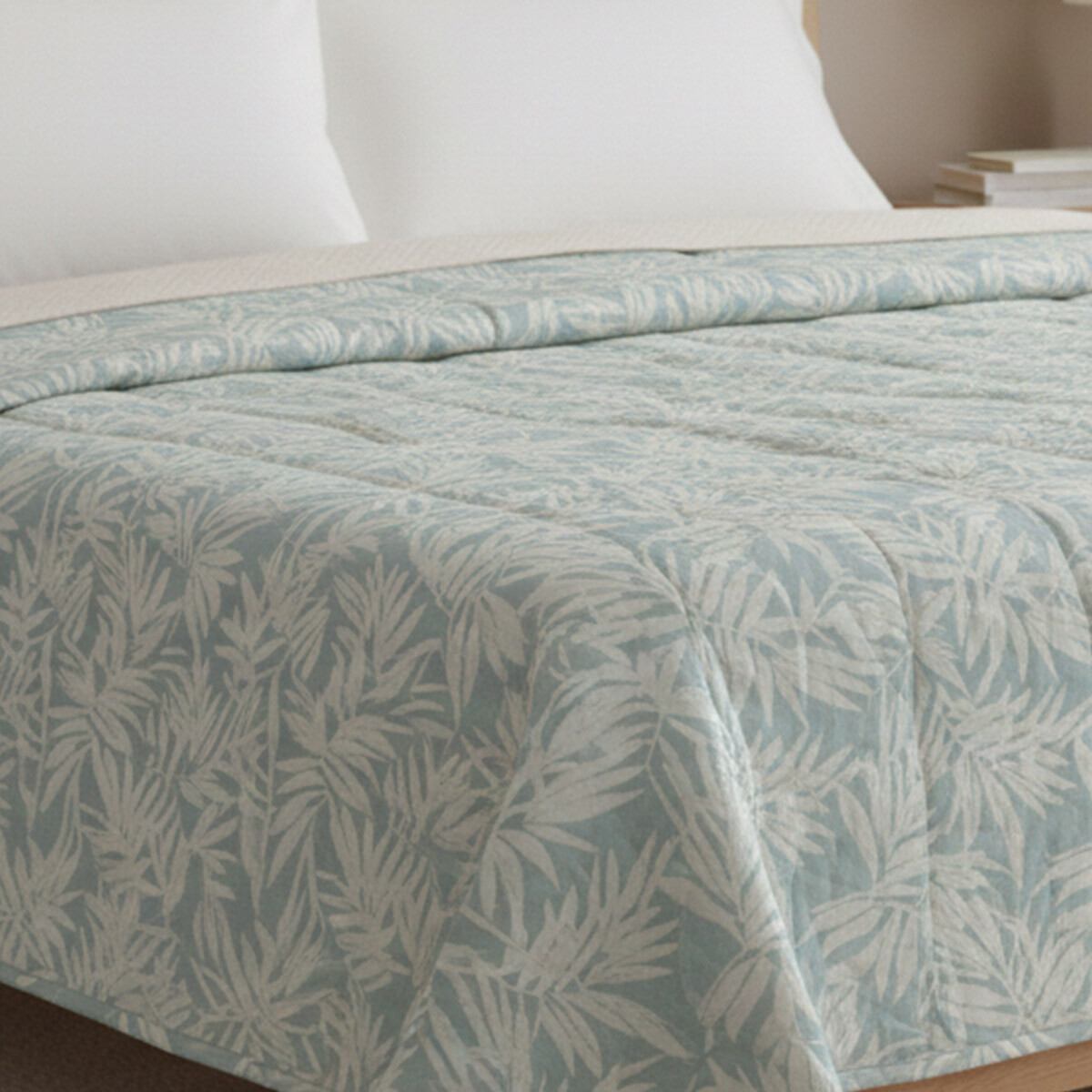 Acolchado 2 Plazas Home Class 100% Microfibra - 1103 HOJAS CELESTE 