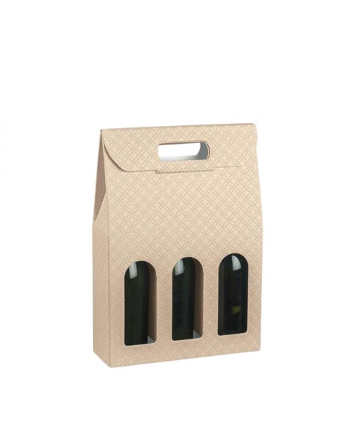 Caja c/ventana 3 botellas 27x9x38,5 cm. MATELASSE NUDO
