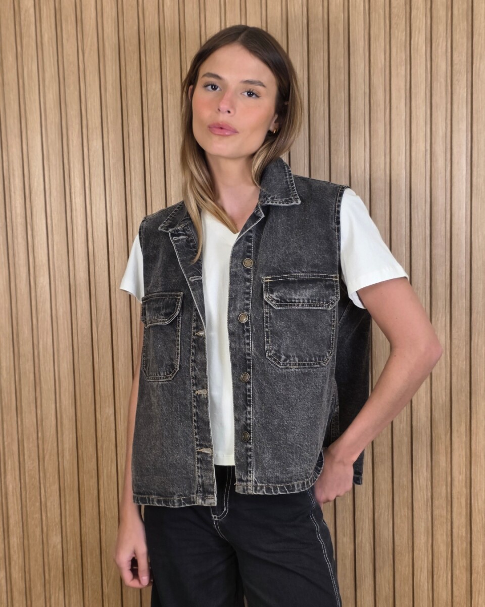 Chaleco Biker - Denim Negro 