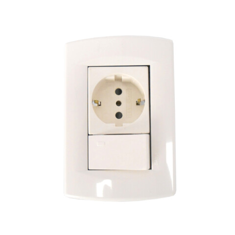 Plaqueta armada int.unipolar + schuko blanche Sica SK3436