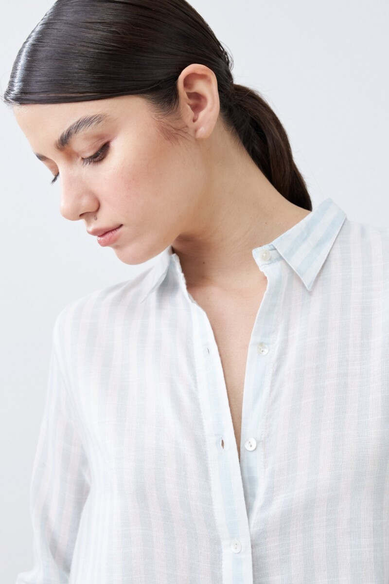 Camisa oversize rayada verde agua