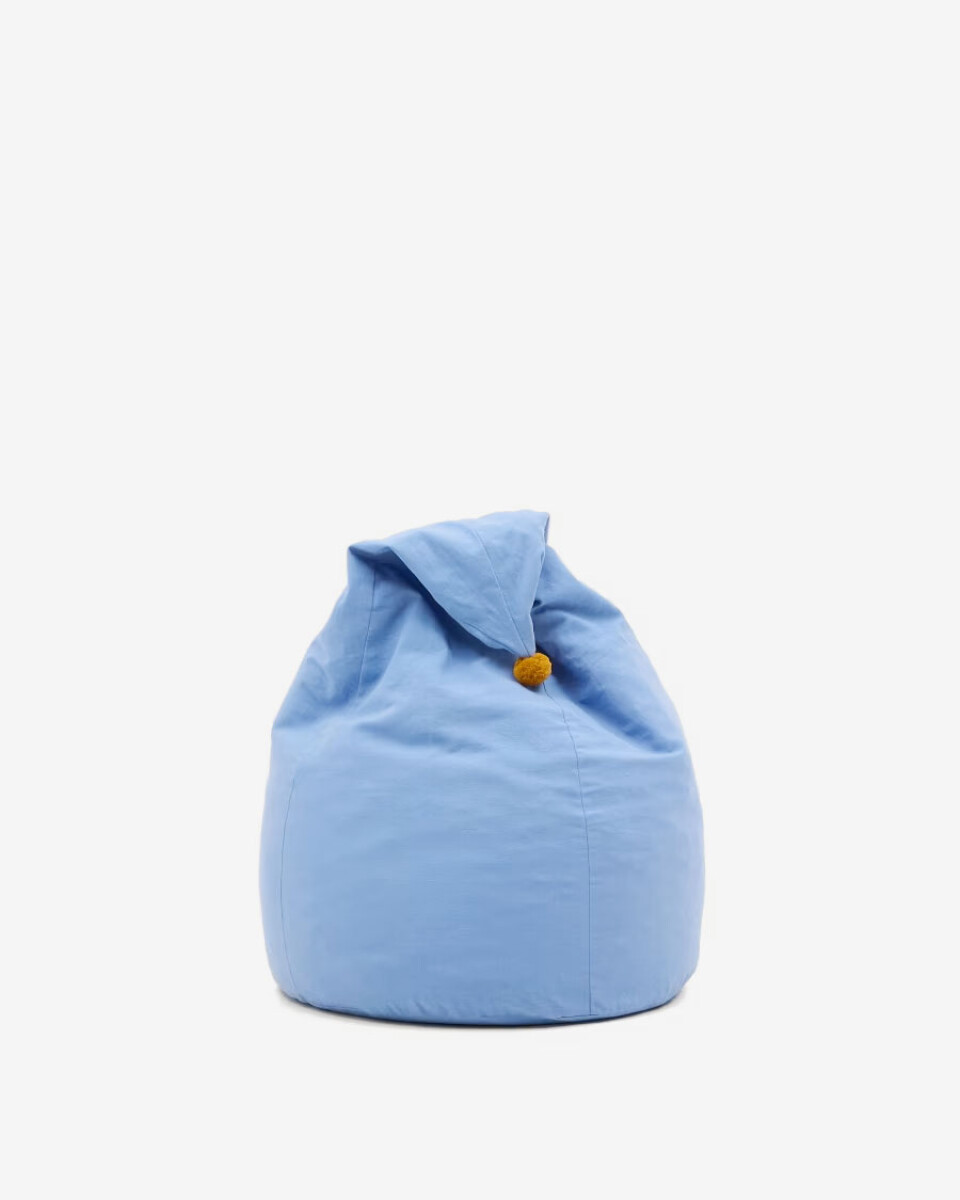 Puf Olvi de algodón azul con borla mostaza Ø 60 cm 